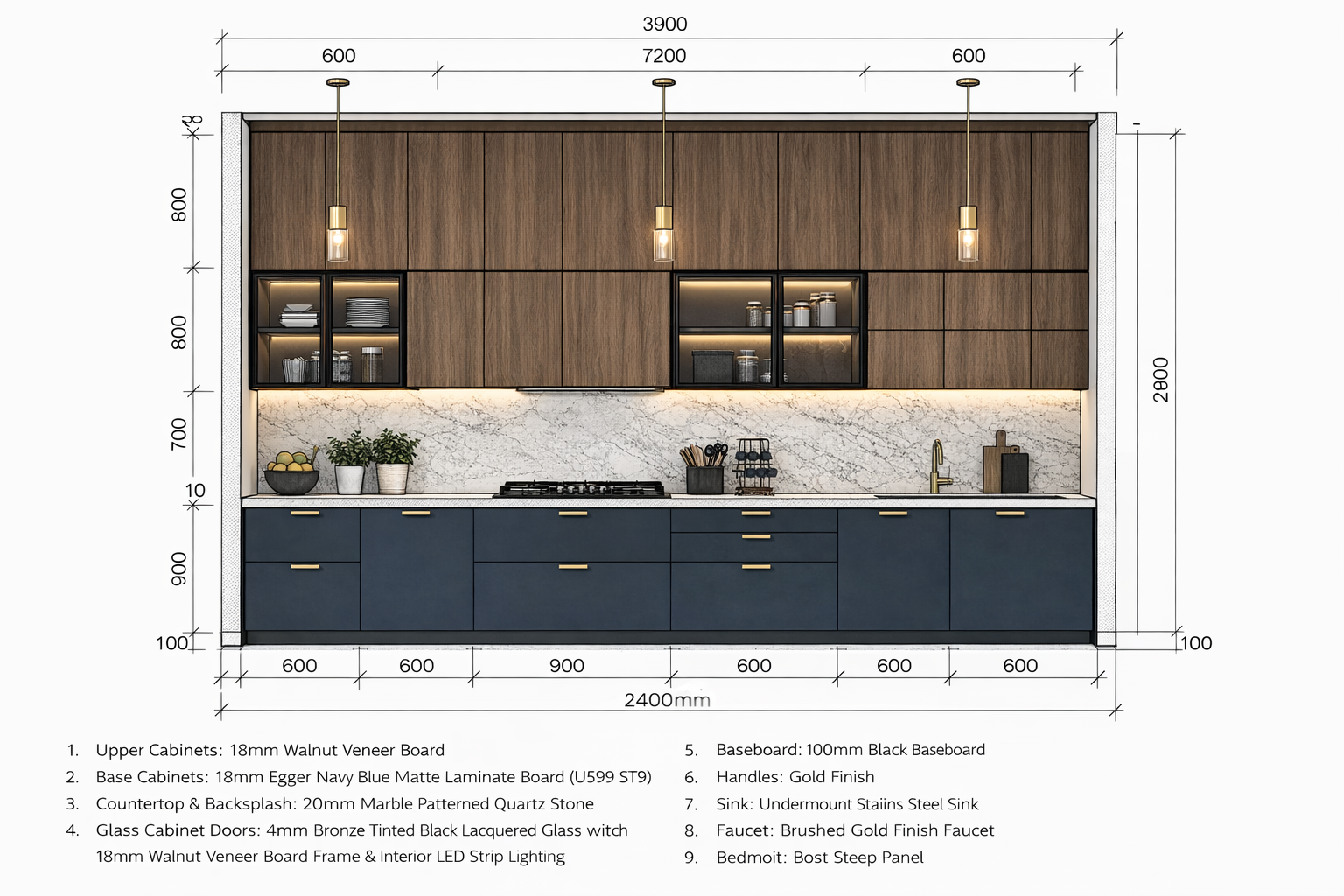 Kitchen interior design by Studio013