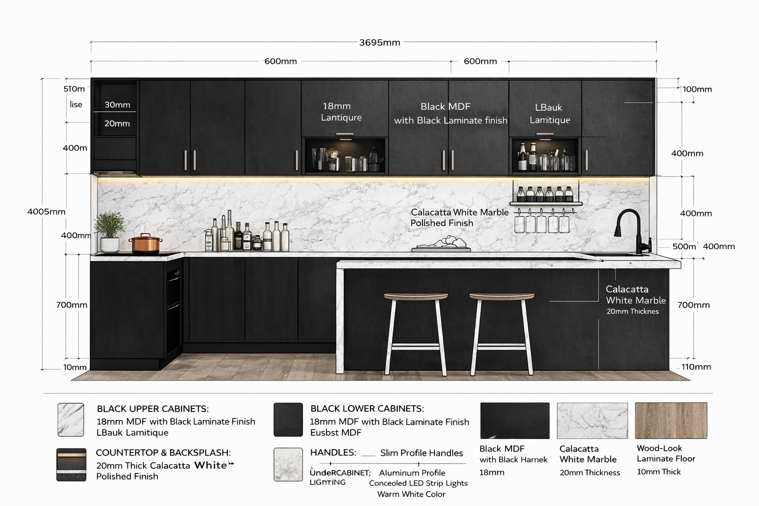 Kitchen interior design by Studio013